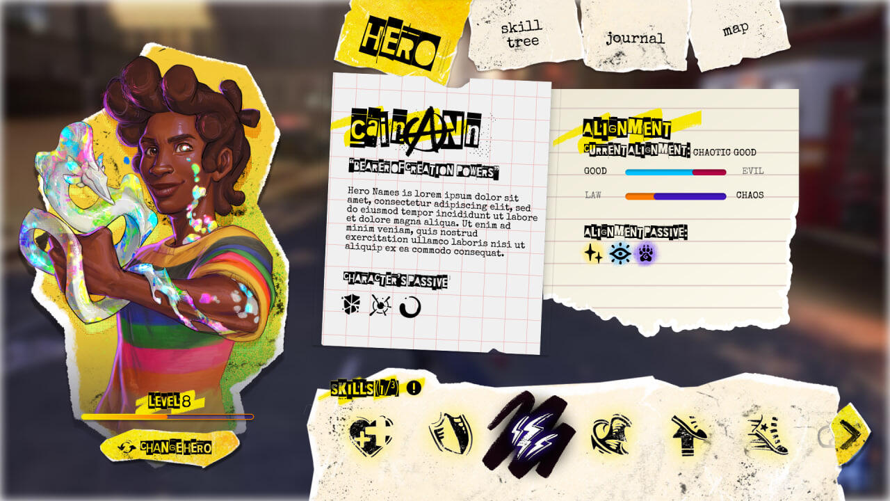 UI design featuring Cain